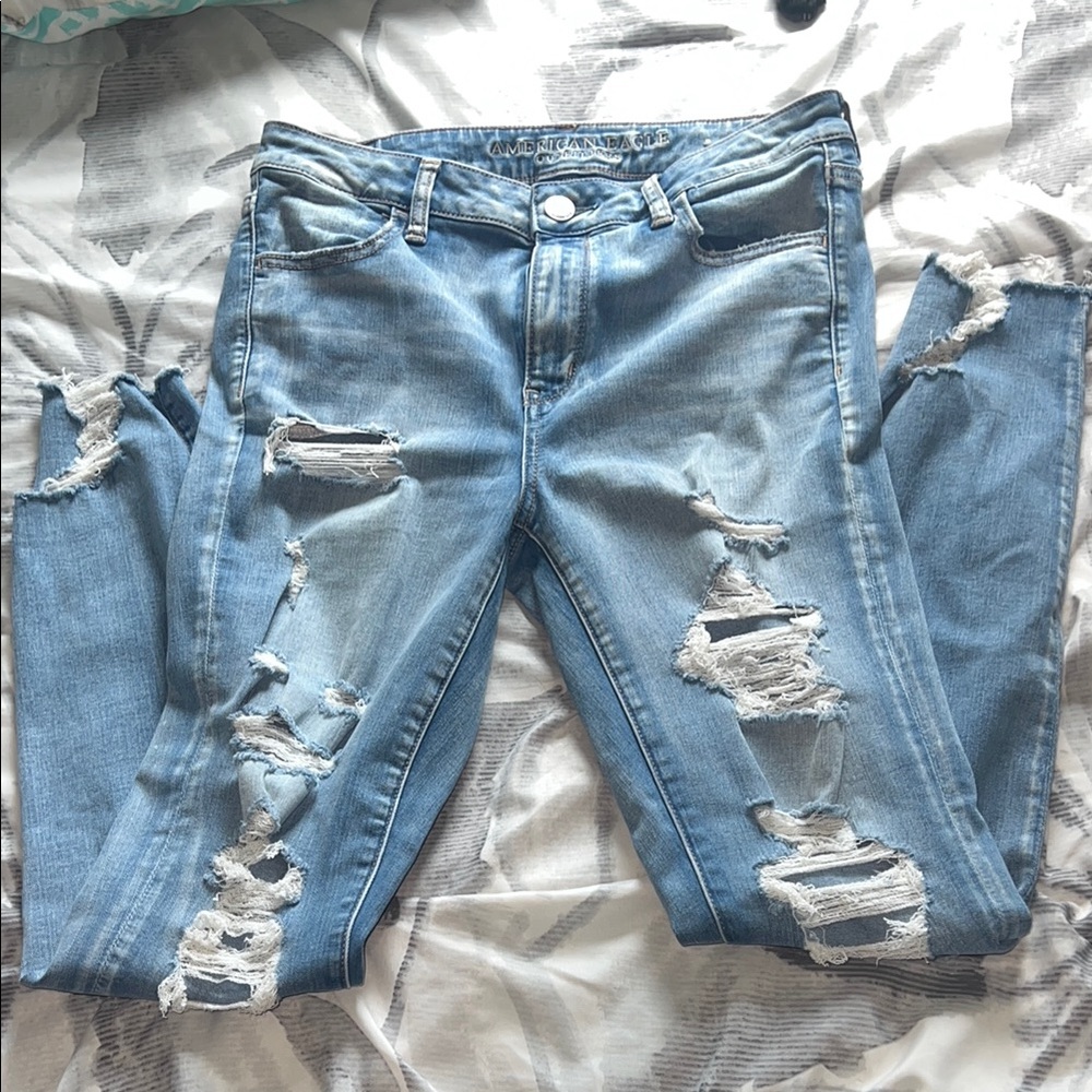 Women's AE Distressed Blue Jeans